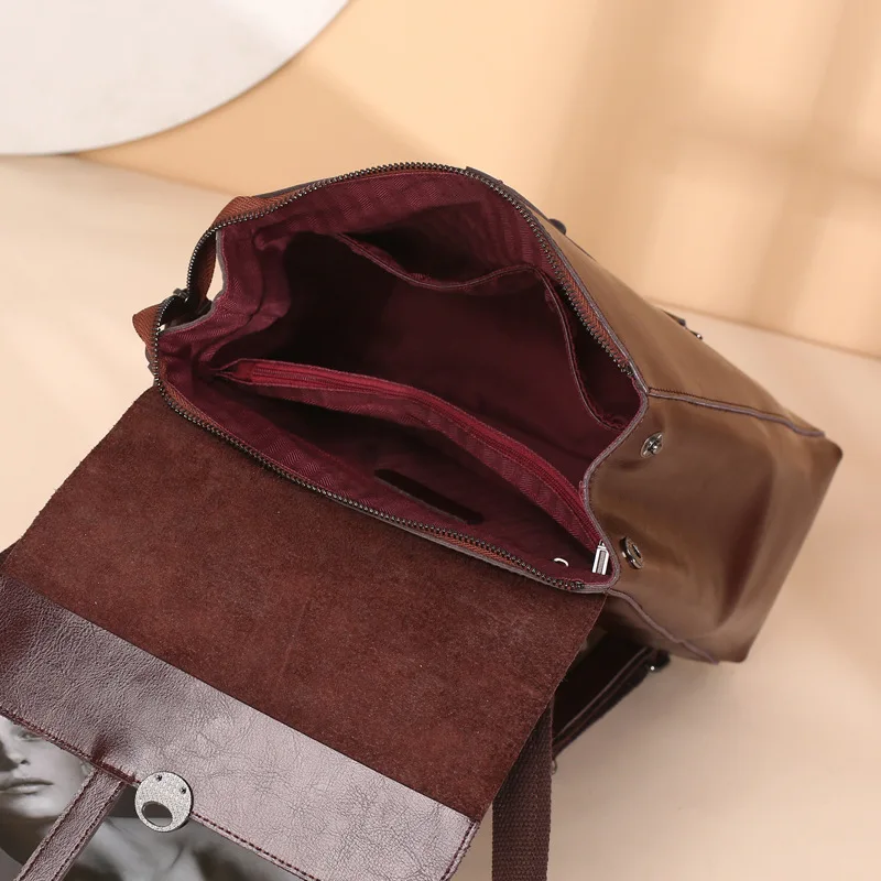 Genuine Leather Women's Backpack Retro College Style Girls Shoulder Bag High Quality Cowhide School Bags Large Capacity Tote Bag