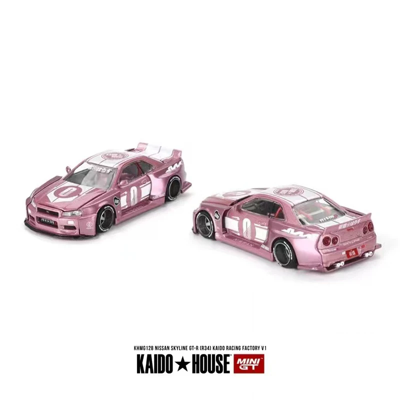 Kaido House + MINIGT 1:64 Model Car Skyline GT-R (R34) Racing Pink #KHMG128