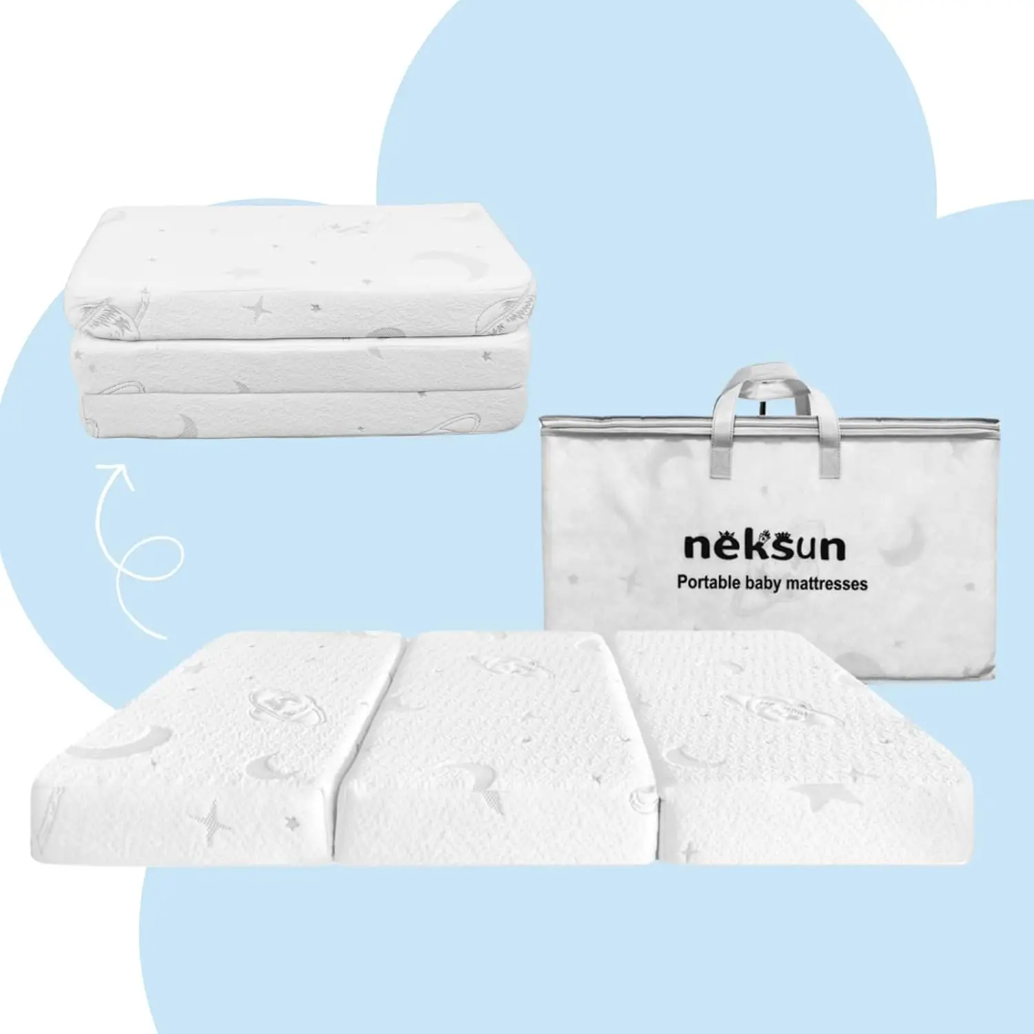 

Tri-Fold Pa And Play Mattress, 38X26 Premium Memory Foam & High Density Foam Baby Mattr For Pa N Play, Foldable Travel Crib