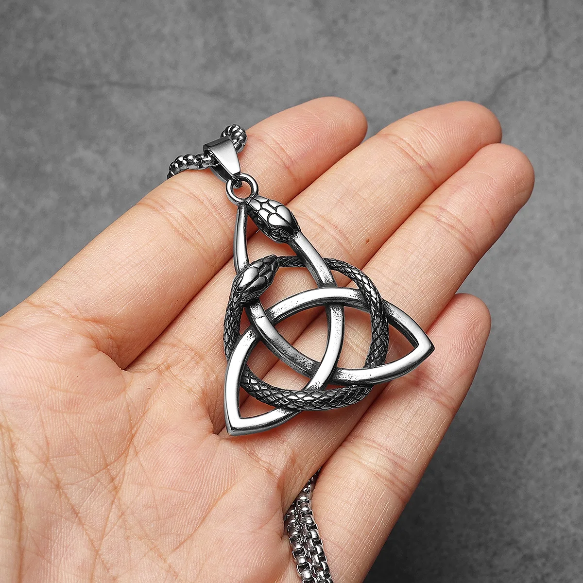 Viking Snake Patron Saint  Men Necklaces Stainless Steel Pendant Chain Women Punk Fashion Jewelry New Accessories Gift Wholesale