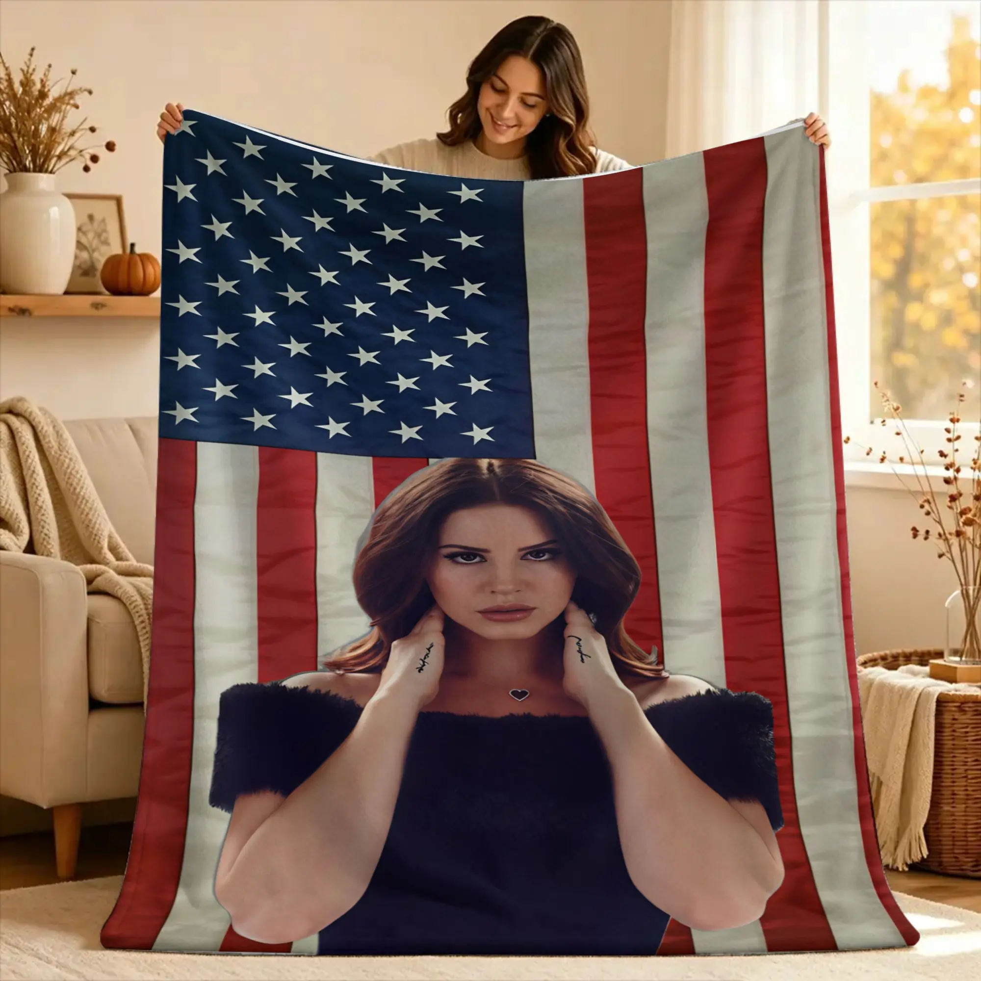 Lana Del Rey Singer Lizzy Grant  Blanket Quality Warm  Throw Blanket Winter Picnic Outdoor Funny Bedspread