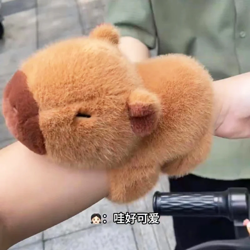 Lovely Capybara Animal Slap Snap Wrap Wristband Bracelet Plush Stuffed Animal Kawaii Capybara Hand Ring Wristband Kid Funny Toys