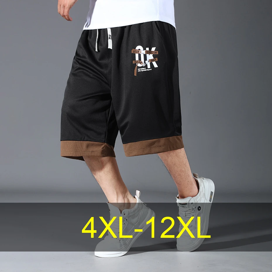 

Summer Cargo Shorts Men 12XL Plus Size Shorts Fashion Causal Short Pants Male Elastic Waist Bottom Big Size 12XL