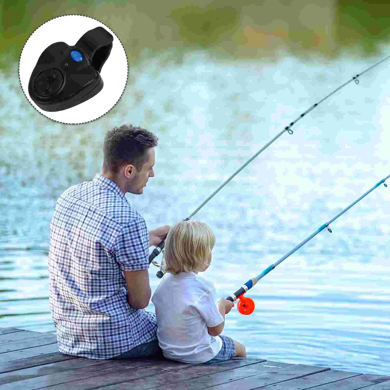 2pcs Portable Electronic LED Light Fish Bite Sound Alarm Alert Bell Clip On Fishing Rod (Black) Electronic fish bite alarm