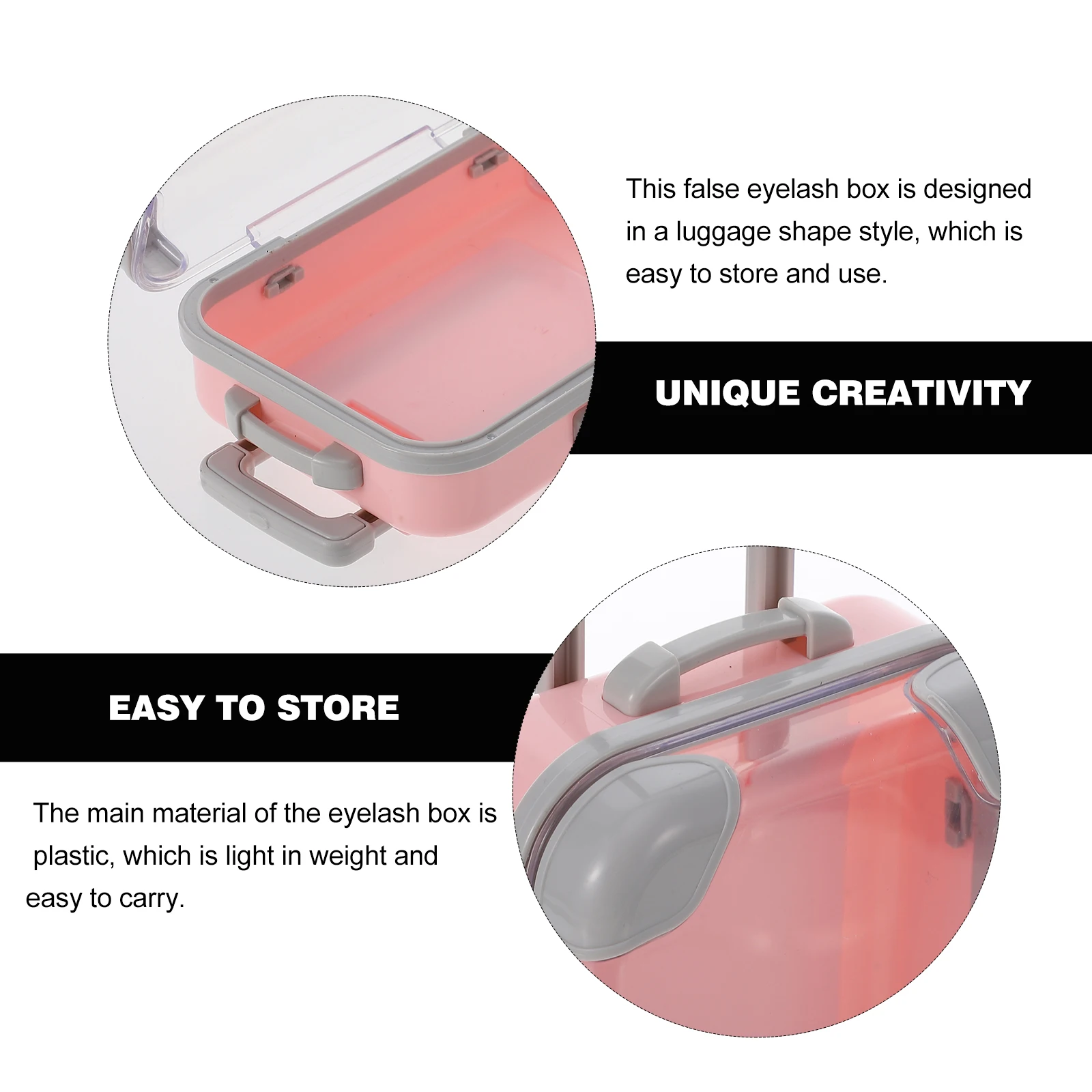 

1Pcs Eyelash Storage Box Plastic False Eyelash Organizer Luggage Style Lightweight Lash Holder Secure Lash Packaging Box Travel