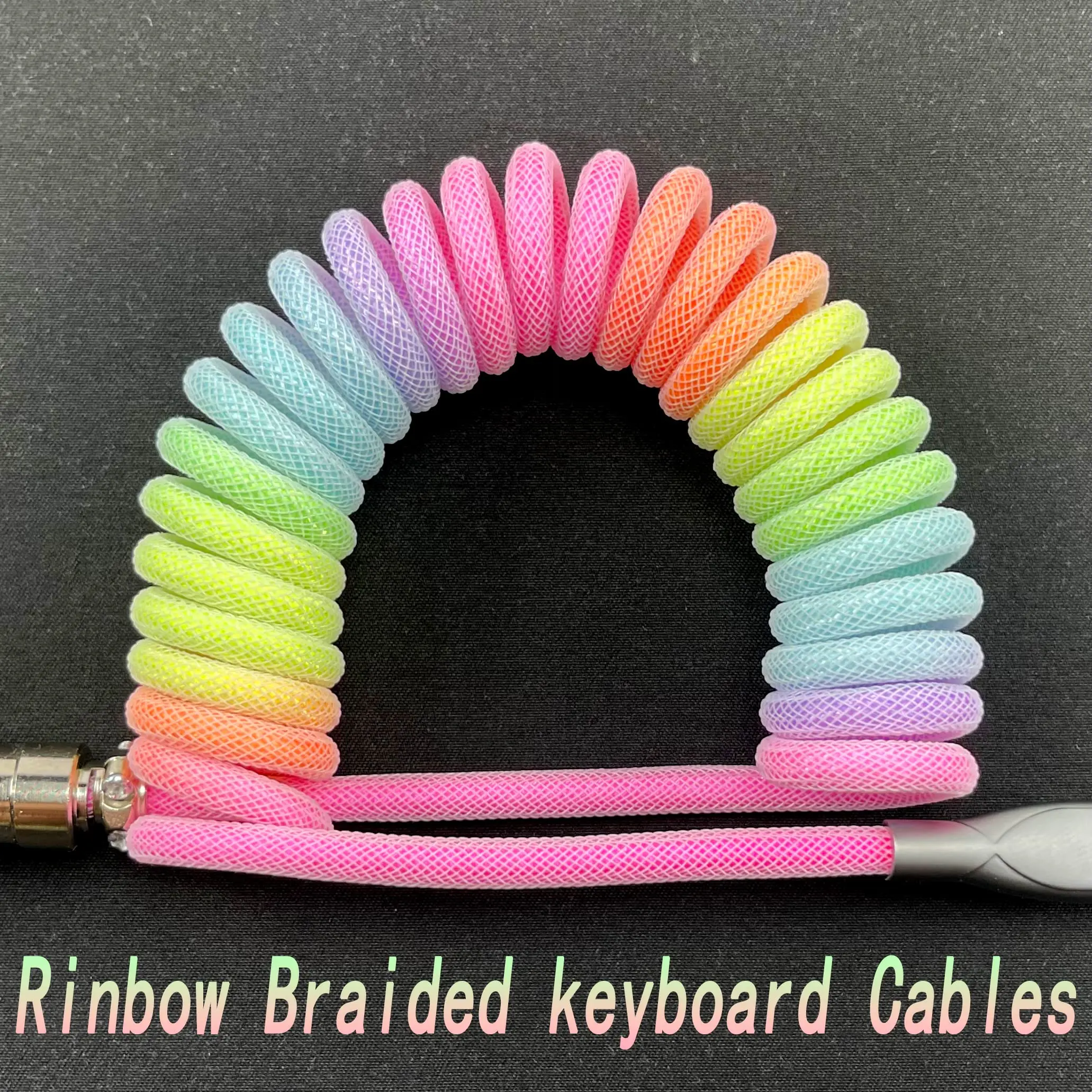 Cables de teclado tipo C a USB A, cable brillante RGB, cable en espiral de 3m con conector de aviador desmontable, para teclado y tableta para juegos