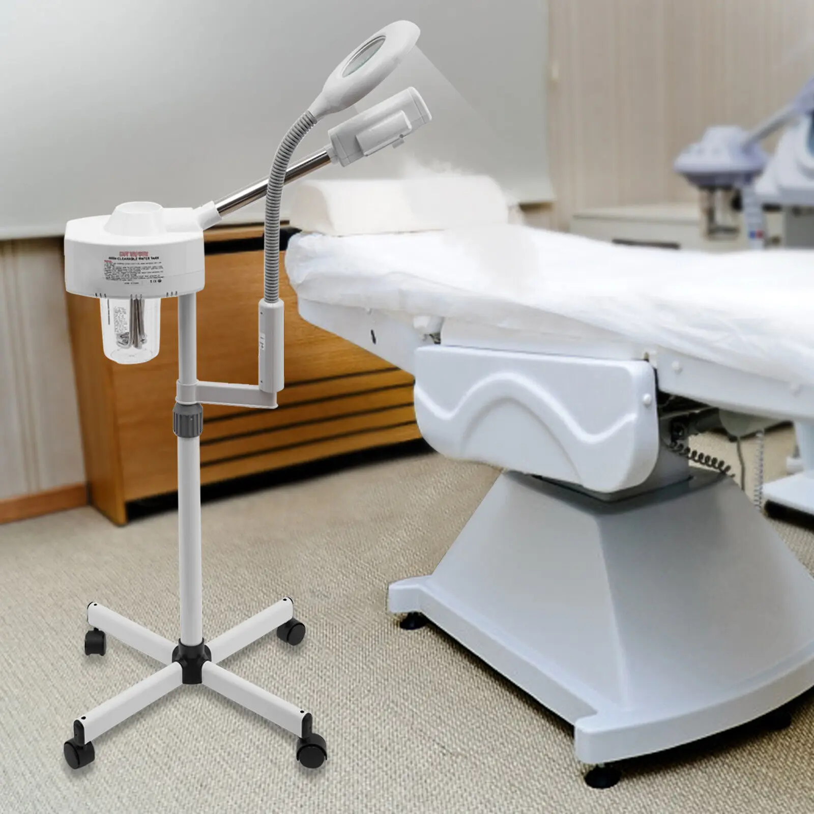 2-in-1-Kombi-Einheit, Dampfgarer, Vergrößerungslampe, Vergrößerungslampe, Hot Vapozone, Ozon-Streamer, Dampfgerät, Gesichtssauna-Maschine, 750 W