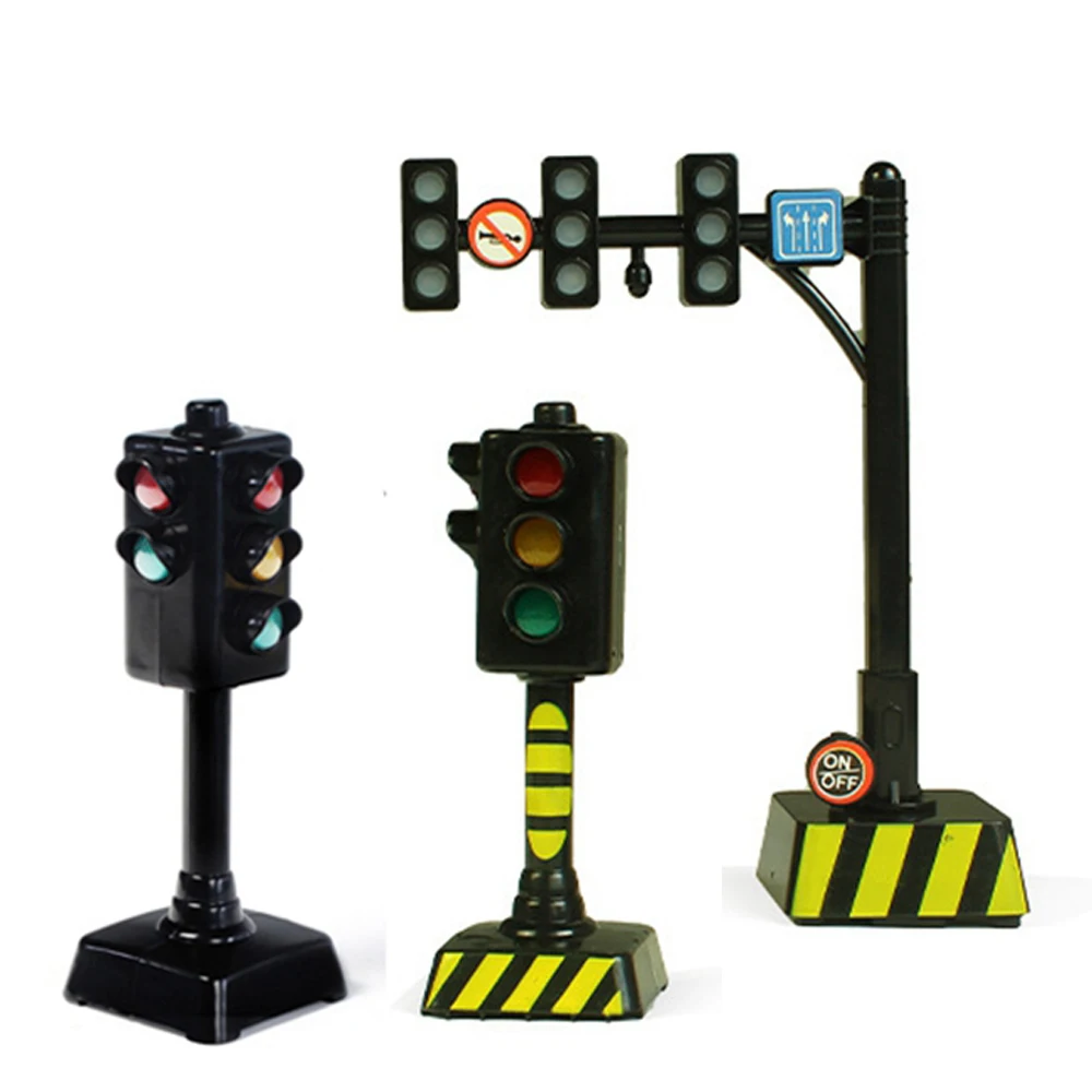 Traffic Signal Light Model Child Toddlers Early Safety Educational Toy Mini LED Lamp Street Train Railway Scenes Building Kits