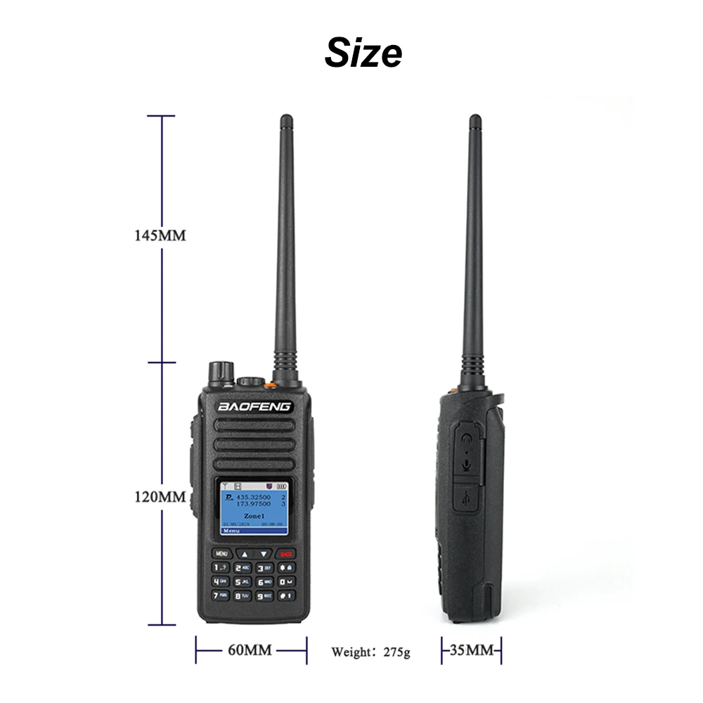 راديو رقمي Baofeng DM-1702 GPS DMR - جهاز اتصال لاسلكي بفتحة زمنية مزدوجة، 5 وات ثنائي النطاق (136-174/400-470 ميجا هرتز) راديو لحم الخنزير
