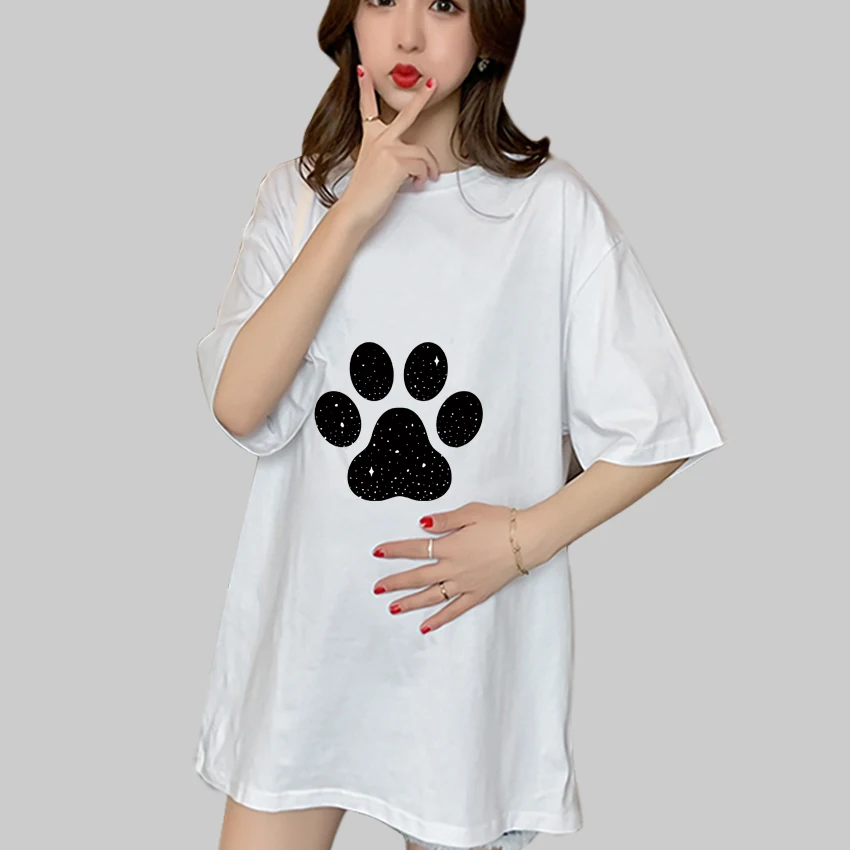 

Fashion Mathematical Graphic Dog Paw Cartoon Funny Customized Print Pregnant T Shirt Girl Maternity Short Sleeve Pregnancy Tee