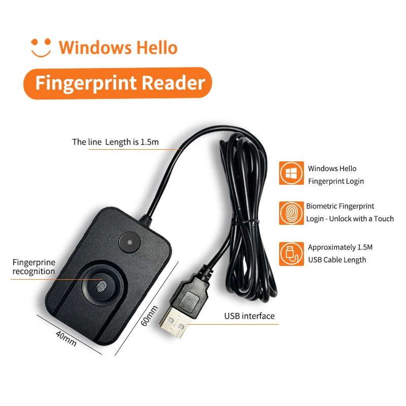 قارئ USB البيومترية بصمة تسجيل الدخول قفل الشاشة ل مرحبا ويندوز 10 11 وحدة الماسح الضوئي جهاز القياسات الحيوية مفتاح الأمان الآمن التيار المتناوب