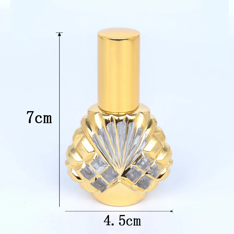 15ML Glass Spray Perfume Bottle Mini Shell Shape Bottle Empty Cosmetic Alcohol Container Mist Atomizer Travel Simple Sprayer