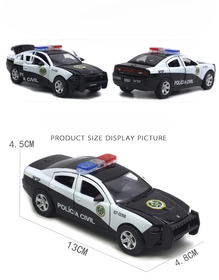 Dodge Charger Police Car Alloy Model 6-door Simulation Car Model Toy Sound and Light Model Simulation Equal-scale Car Ornaments