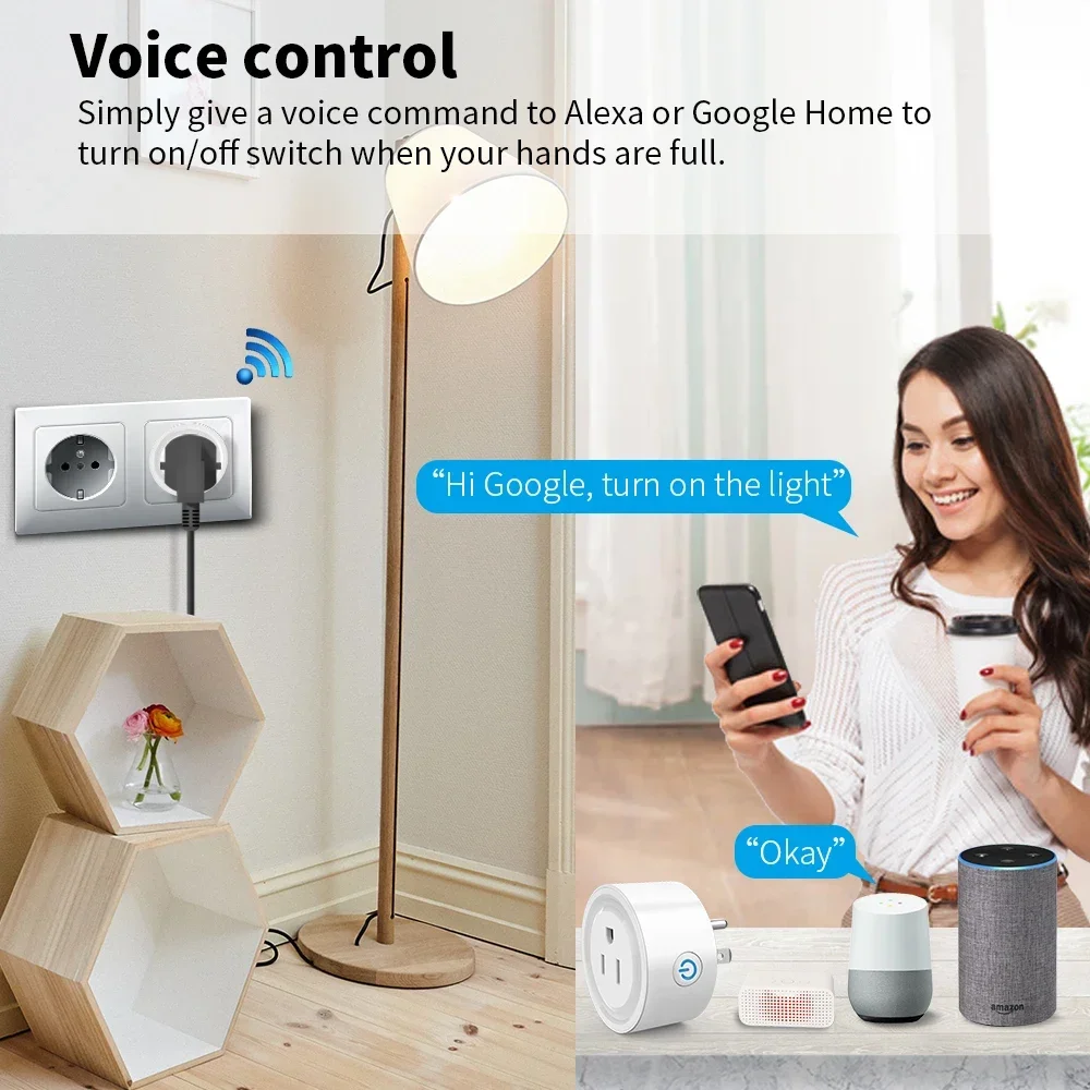 Tuya Smart Plug WiFi / Zigbee US Socket 20A With Power Monitor Timing Outlet Smart Life App Control Works with Alexa Google Home 4