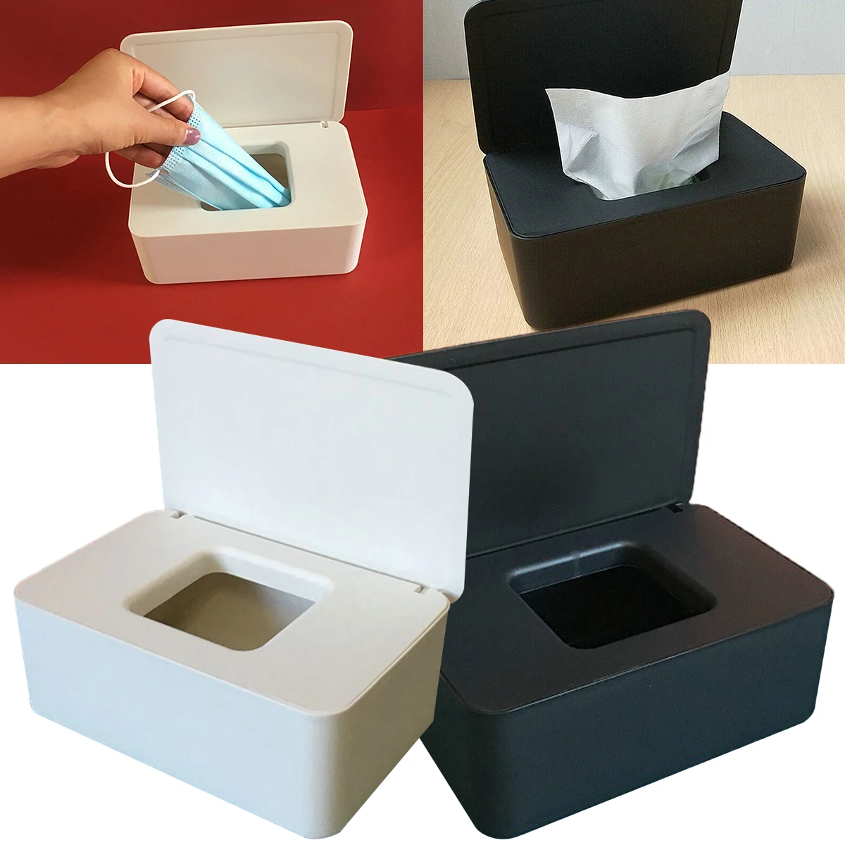 

2024 Portable Tissue Box Storage Box with Lid For Car Home Office Desktop Organizer Wet Tissue Box Dustproof Wipes Dispenser