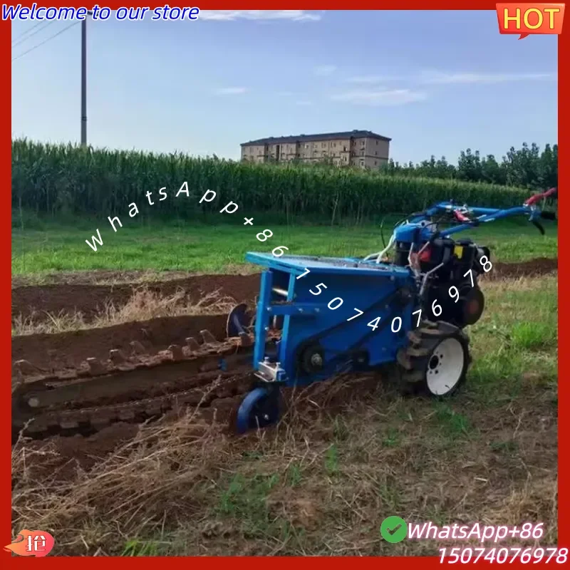 2026 Agricultural Mini Handheld Chain Trencher with Motor for Ditching Deep Trenching Fertilizing Pipe/Cable Laying Tractor