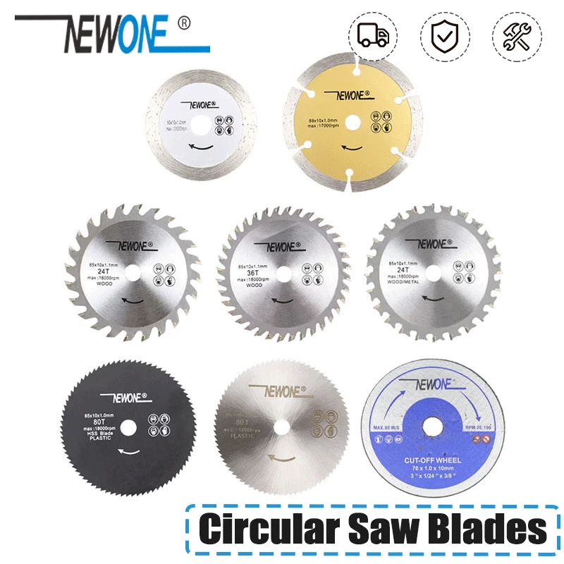 

NEWONE Miter/Table/Circular Saw Blade Metal/Wood Cutting HSS/Diamond/TCT Tungsten Carbide Tipped Nitride Coat ATB Offset tooth