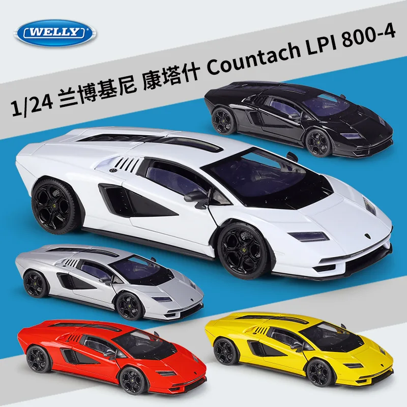 

WELLY 1:24 Lamborghini Countach LPI800 Simulation Alloy Car Model with Doorable Scene Matching Model Collectibles Toys Gifts