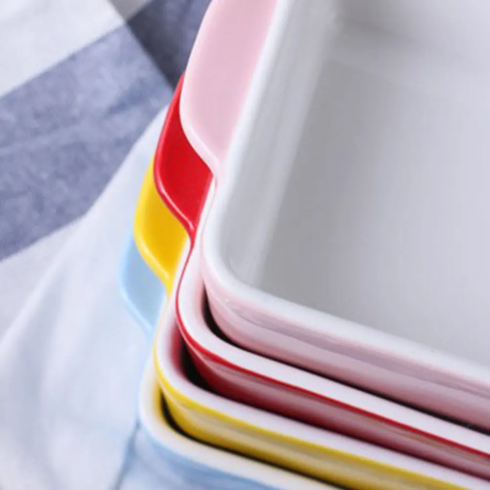 

Rectangular Baking Pan Premium Pottery Ceramic Tray for Oven Microwave Healthy Non-Stick Easy Clean Pink Porcelain Baking