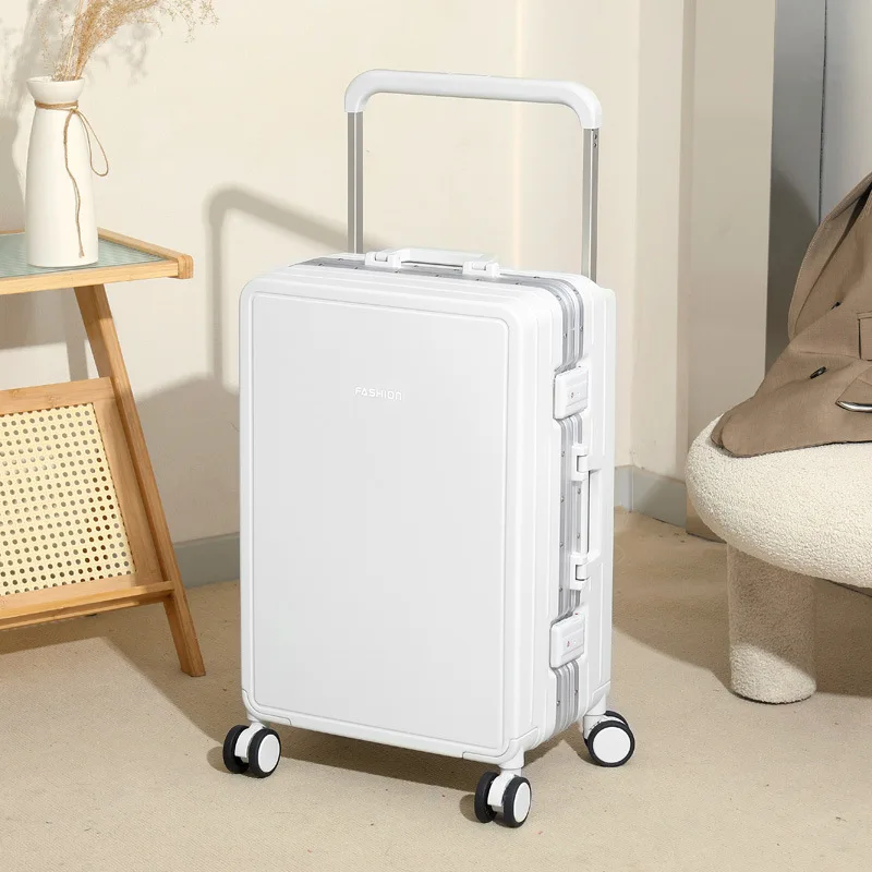 

Front Opening Luggage 20" Suitcase Boarding Box Aluminum Frame Travel Bags Women Rolling Luggage 26" Men Large Capacity Trolley