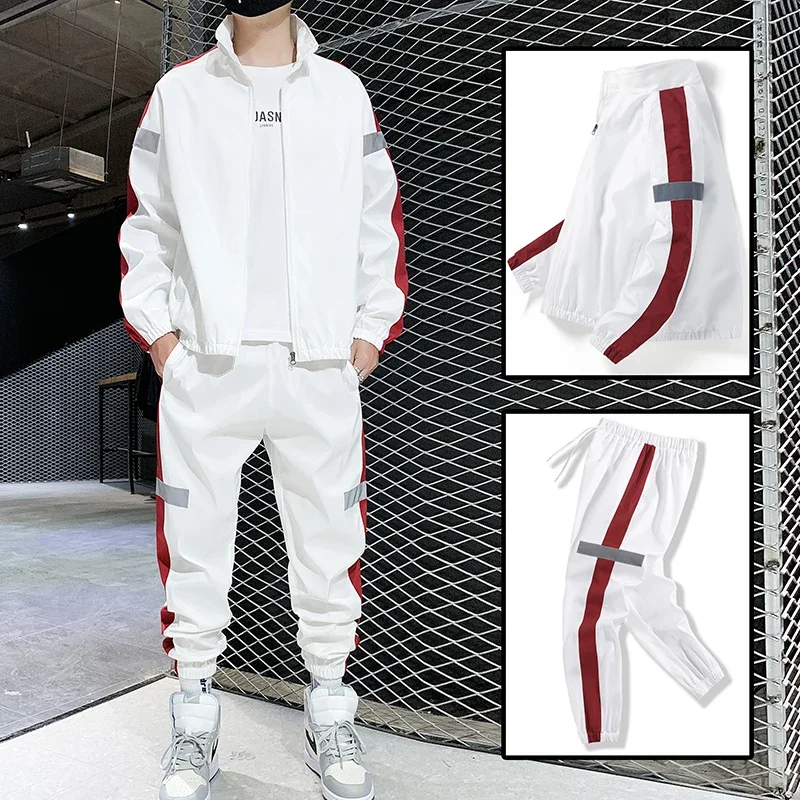 Spring Autumn Men Sportswear Set Tracksuit Hip Hop Jacket + Pants Male Casual Streetwear Track Suits