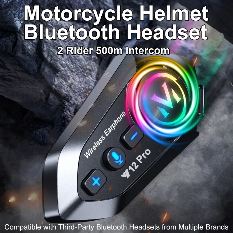 

Motorcycle Helmet Bluetooth Headset 2 Rider 500m Intercom Waterproof Noise Cancellation AI Voice Long battery Riding Headset​