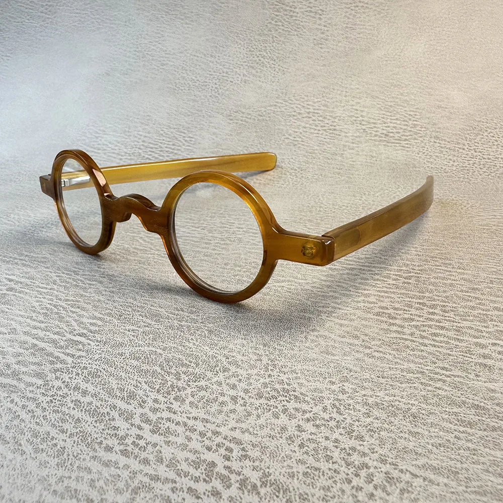 

Eyeglass Frames Vintage Small Round Myopia Eyeglasses Graduated Lenses Handmade Natural Horn Prescription Man Glasses Frames