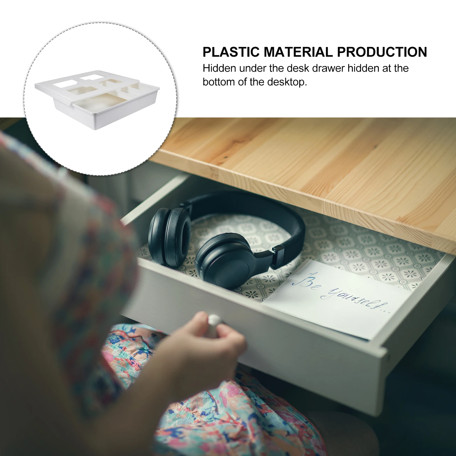 

Self-Adhesive Under Desk Storage Box Hidden Stationery Organizer Office Sundries Drawer Container Under Table Drawer