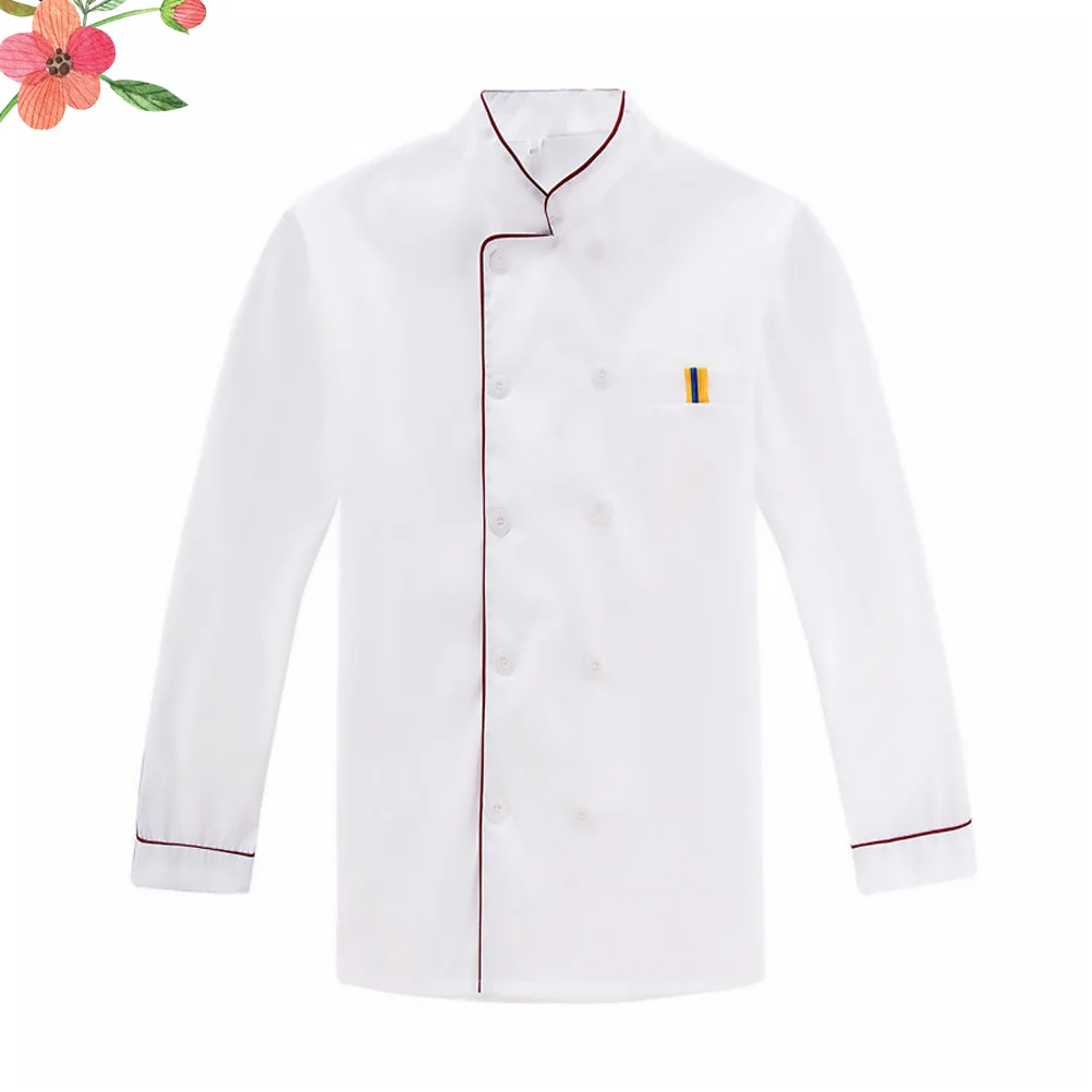 White Chef Coat Uniform Long Sleeve Jacket Japanese-style Women's Unisex Costume