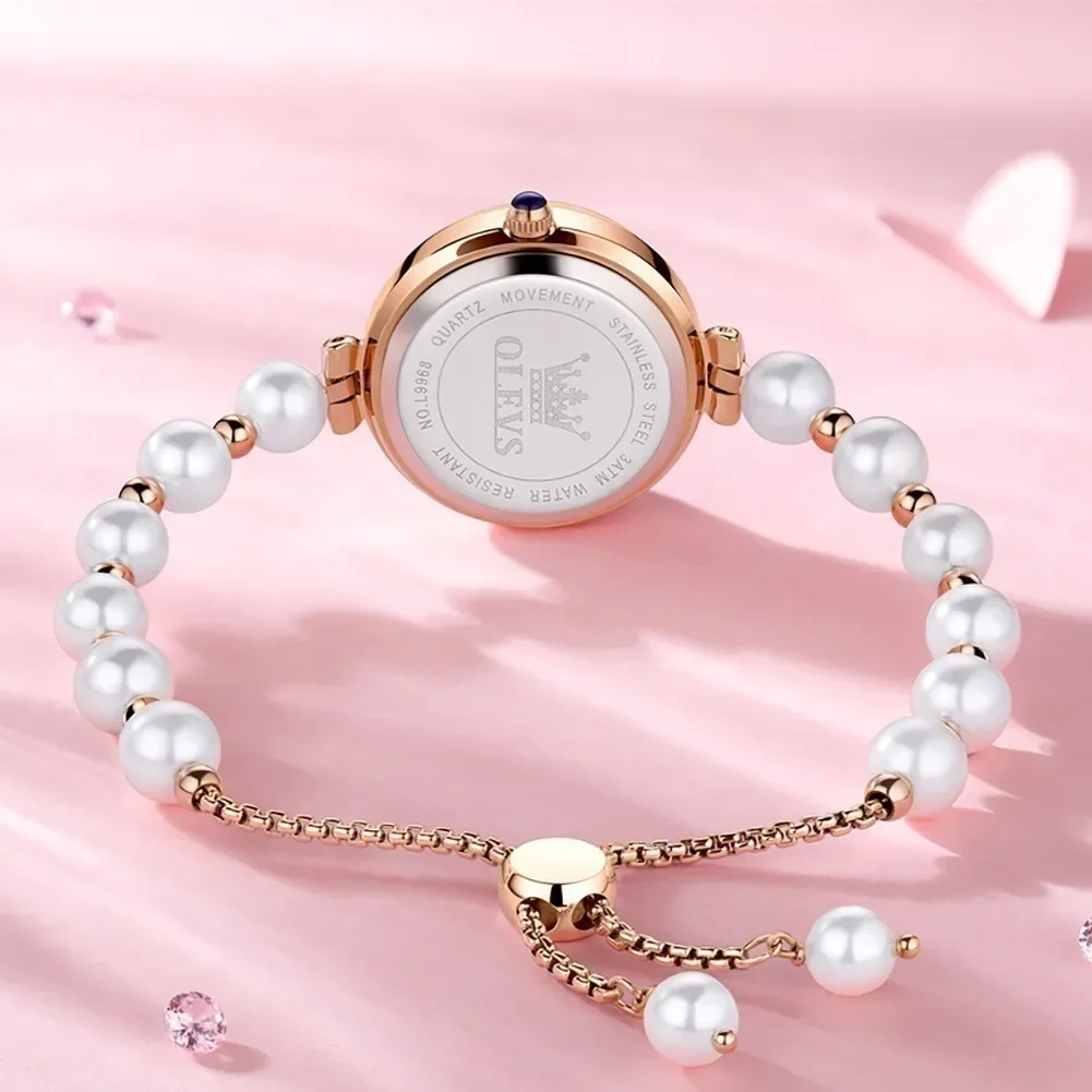 OLEVS-reloj de cuarzo para mujer, pulsera con correa de aleación, resistente al agua, 9968