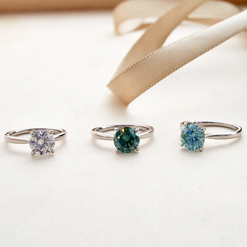 JoyceJelly 2 Karat D-Farbe VVS Moissanit-Ring mit Zertifikat, Original-Sterlingsilber 925 Schmuck für Damen, Eheringe – Detail 2