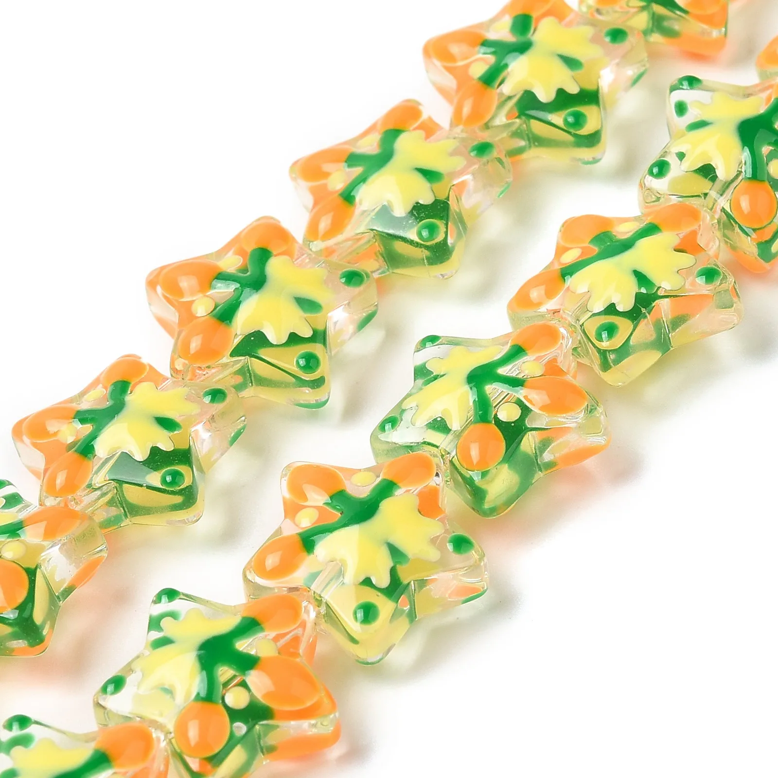 33pcs/strand Handmade Lampwork Enamel Star Loose Beads for DIY Earrings Bracelets Jewelry Making Accessories