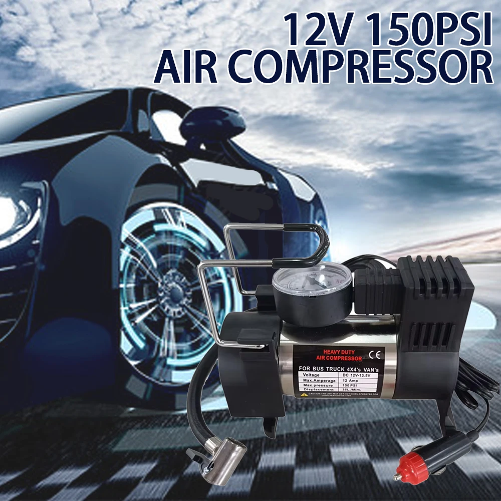 12V150psi Heavy Duty Deluxe Portable Metal Air Compressor Car Tyre Inflator Mini Compressor With Digital Display Inflatable Pump