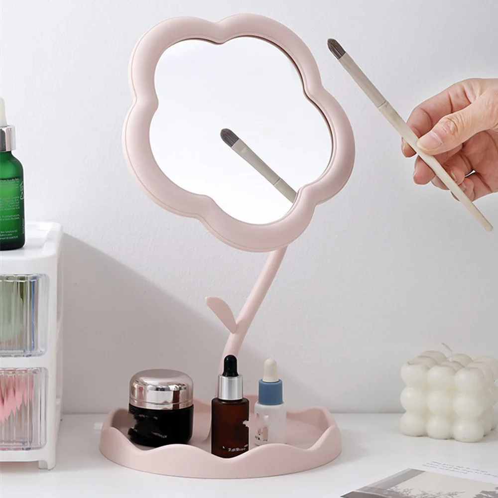 Desktop Makeup Mirror Sunflower Shaped Cute Girly Heart Dressing Mirror Detachable Hanging Jewelry High-definition Makeup Mirror