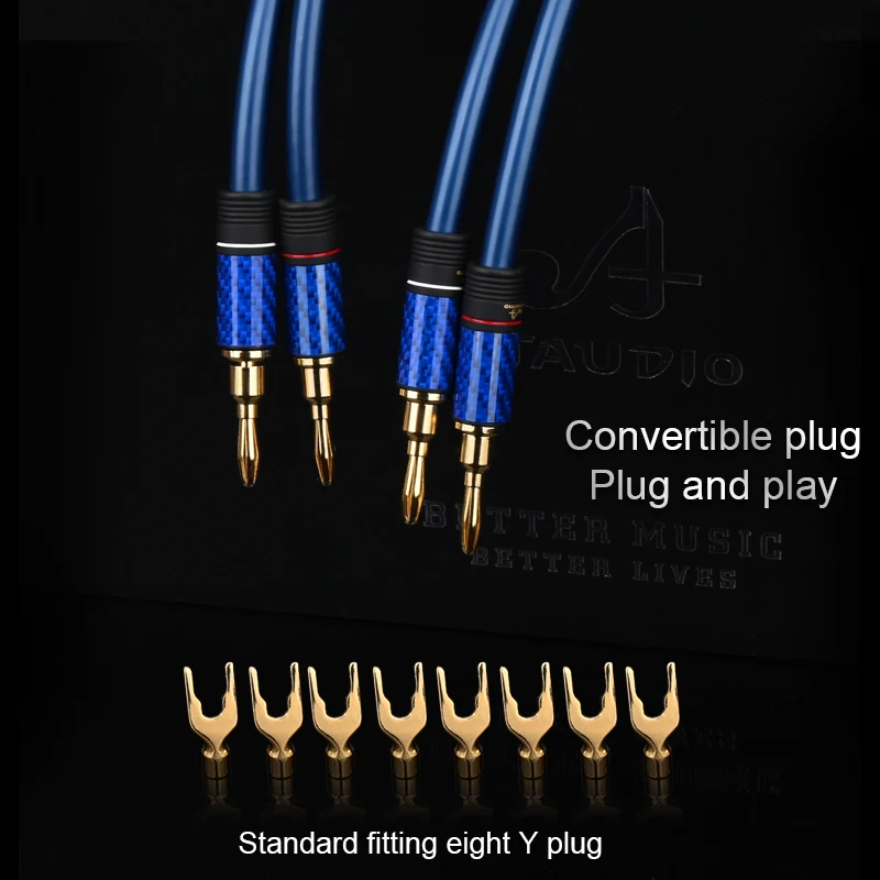 Alta fidelidade prata-banhado cabo alto-falante amplificador de alta qualidade alto-falante de áudio cabl com banana e plugue y