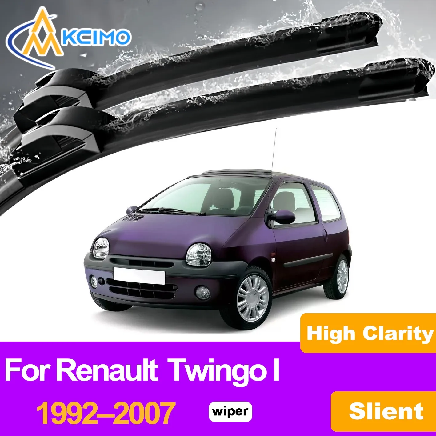 

KCIMO 2PCS Front Windshield Wiper Blades For Renault Twingo I 1992–2007, Premium Rubber Long-Lasting Quick & Hassle-Free Setup