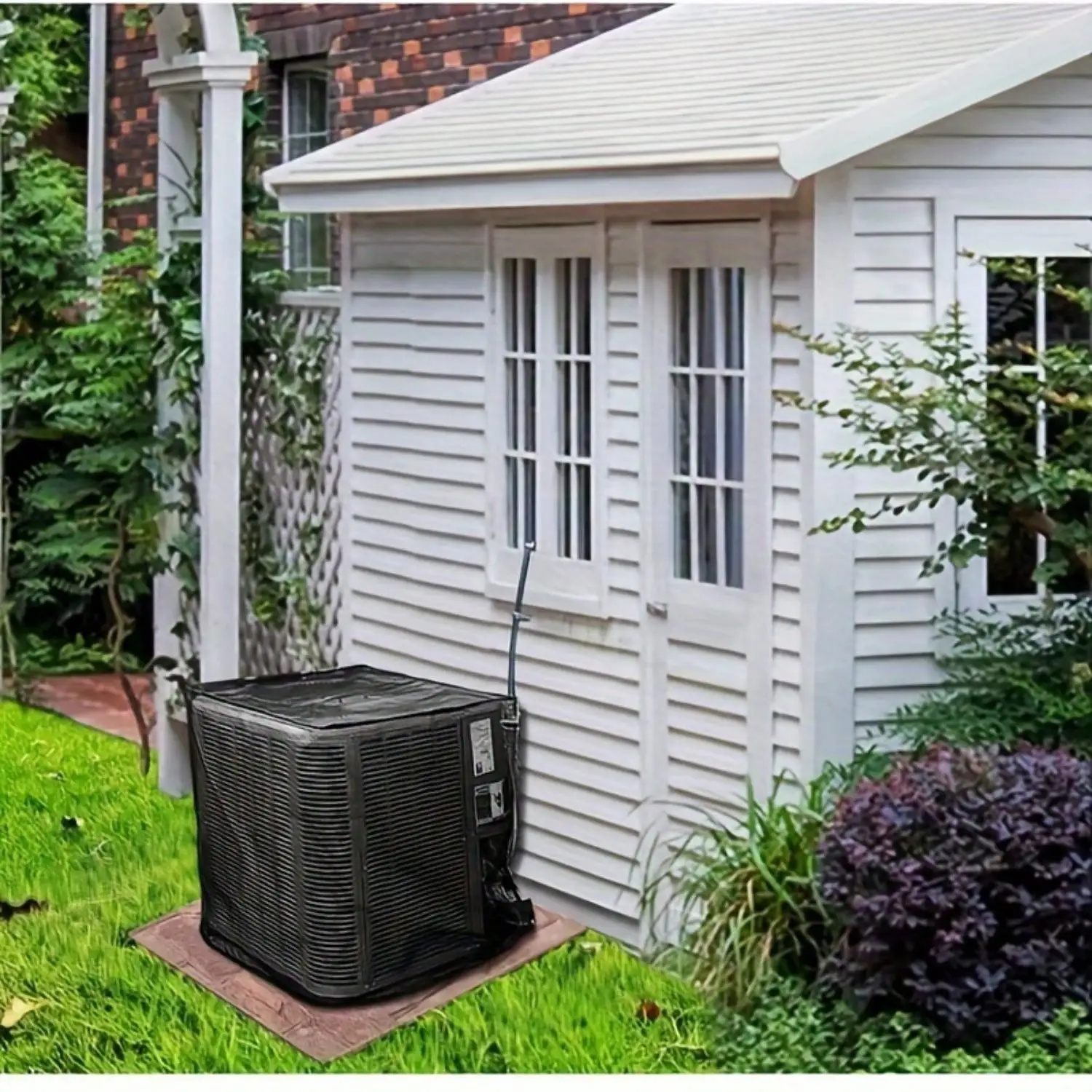 Air Conditioner Cover Full Breathable Mesh With Detachable Waterproof Top Outside Dust-Proof Cover