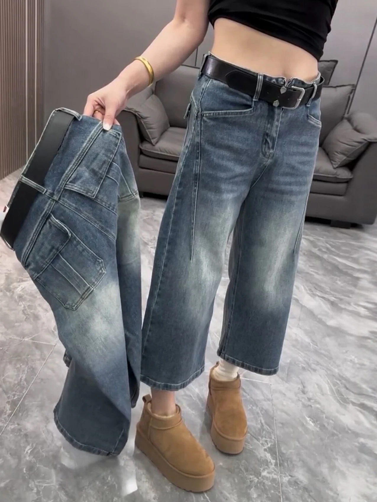 

High Waist Straight Leg Wide Leg Jeans Casual Spring New Style Outlet Fashionable Casual Denim Blue Jeans High Waist Wide Leg...