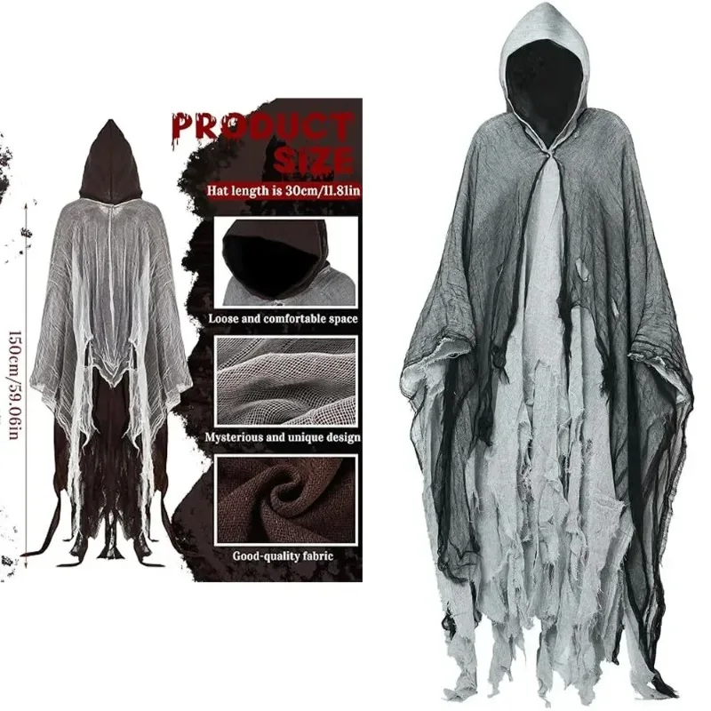 1PC Halloween Cosplay Mantello Mantello Spaventoso Zombie Scheletro Fantasma Costume Puntelli per la Decorazione Del Partito Spettrale Vestire Accessorio Uso