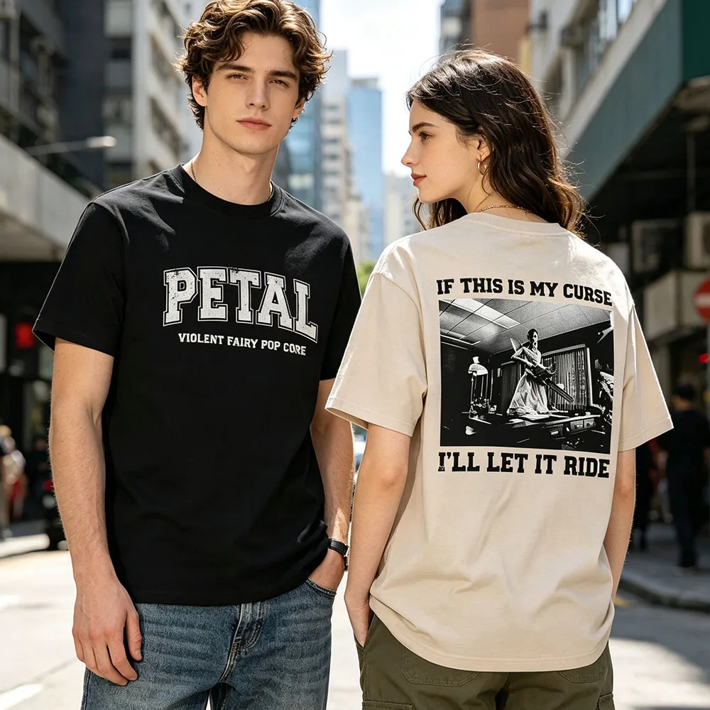PETAL Violent Fairy Pop Core Print T‑Shirt Ariana Grande Tees Short Sleeve Shirts Horror Picture Streetwear Casual Couple Tops