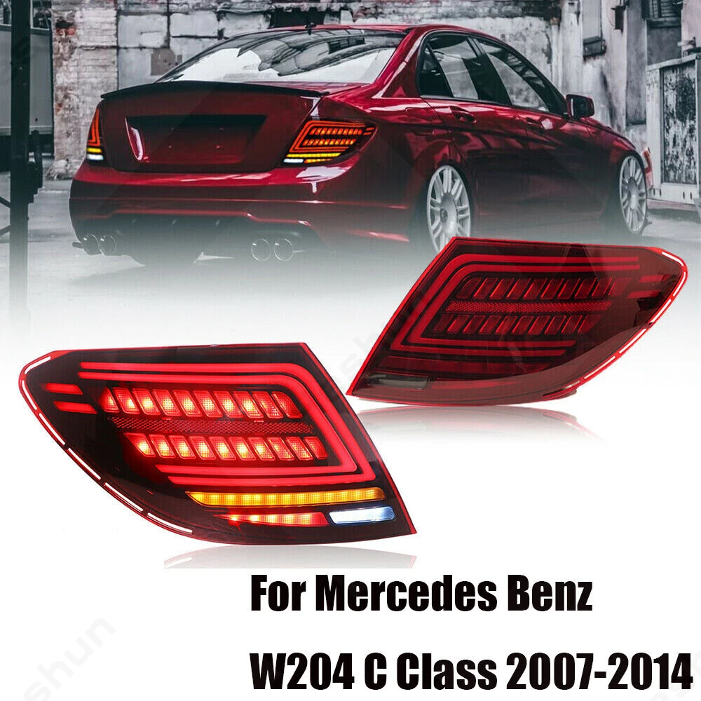 For 2007-2014 Mercedes W204 C180 C200 C63 C250 C280 C300 AMG Tail light Pair Brake Running Taillights Turn Signal Reverse Lamp