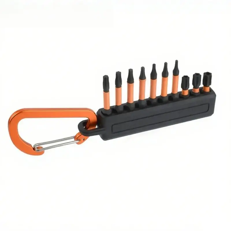 

Screwdriver Bit Storage Organizer 10-Hole Drill Bit Holder with Carabiner | Rubber + Aluminum Screwdriver Bit Storage Rack