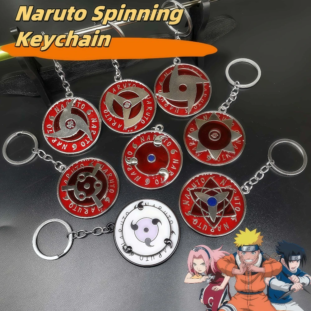Naruto Spinning Keychain Car Key Holder Anime Pendant Gift Decor Hanging Ornament Accessory for Fans Merchandise best gift boy