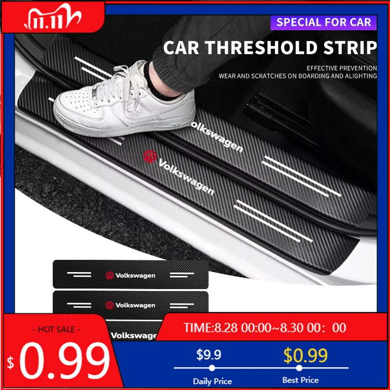 

VW GTI GOLF 2026 Hot For VW VOLKSWAGEN 4PC Carbon Fiber Car Sticker Auto Door Threshold Waterproof stickers For Volkswagen VW To