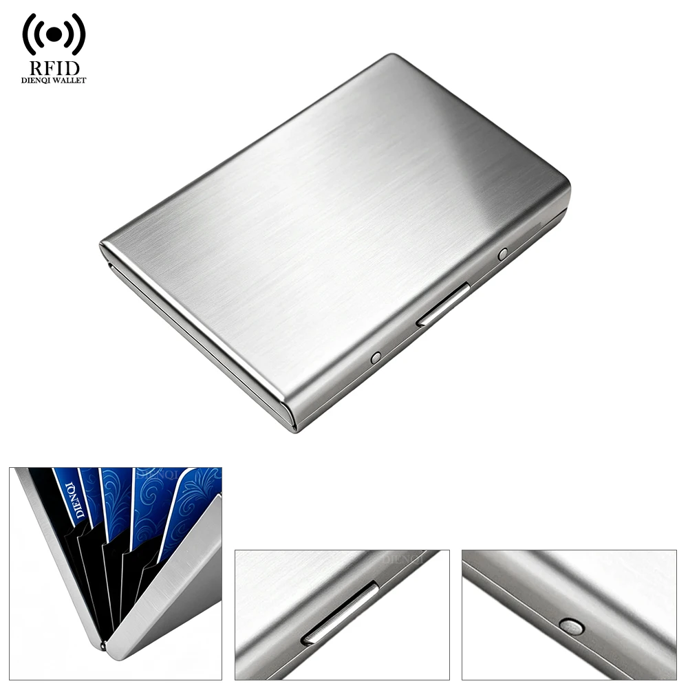 Anti Rfid Credit Card Holder Luxury Men Minimalist Wallets Thin Slim Mini Metal Visiting Bank Business Cardholer Case for Men
