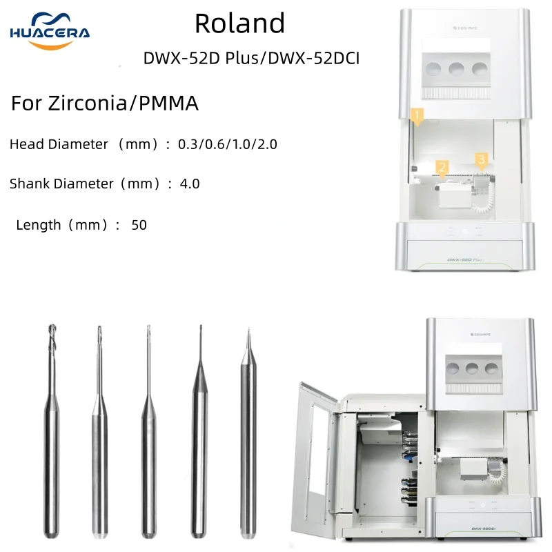 

Roland DWX-52D Plus/ DWX-52DCi Фрезы из циркония PMMA Фрезы Диаметр шарового конца 2,0/1,5/1,0/0,6/0,3 мм Сверла Фрезерные боры
