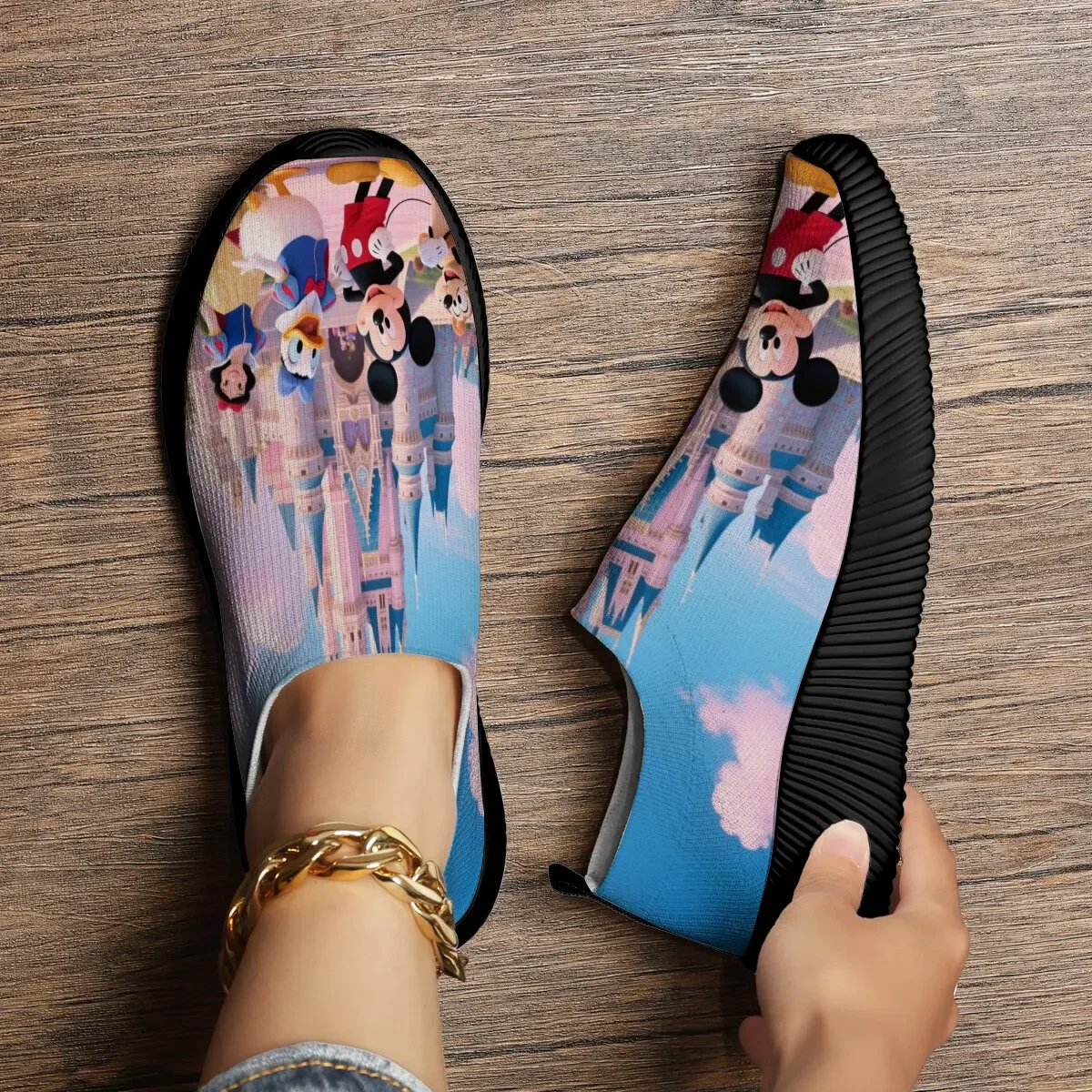 

Snow White Donald Duck Disney Sneakers for Women Casual Slip-On Kids Shoes for Girl Woman Loafers Hello Kitty Shoes