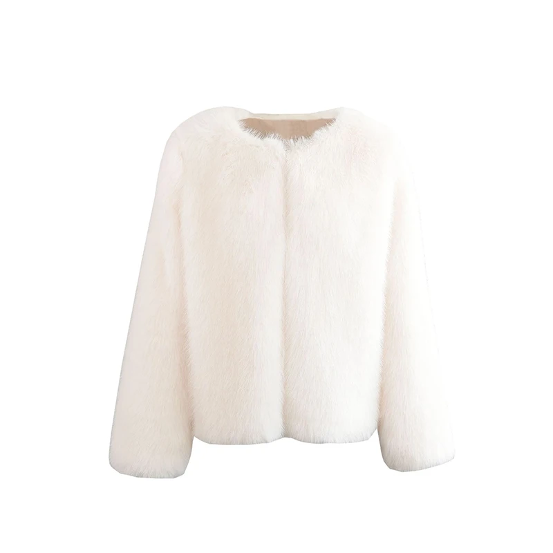 2023 Women\'s Faux Fur Coat Winter Fashion Elegant Female Short Faux Fox Fur Fluffy Jacket High Quality Ladies Plush Cardigan