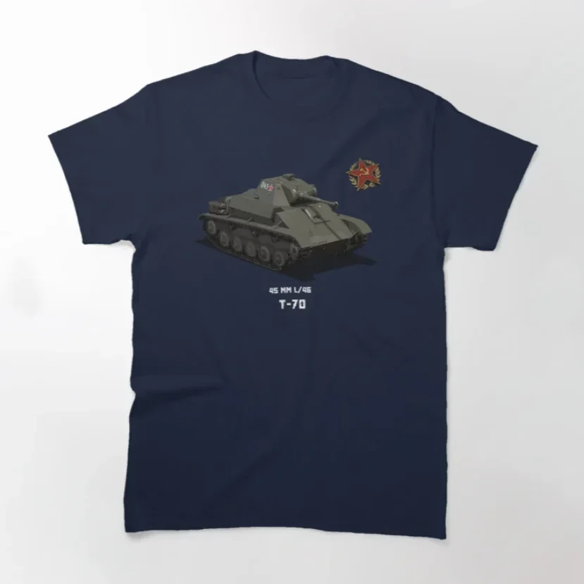 WWII Soviet Red Army T-70 Light Tank T-Shirt 100% Cotton O-Neck Summer Short Sleeve Casual Mens T-shirt Size S-3XL