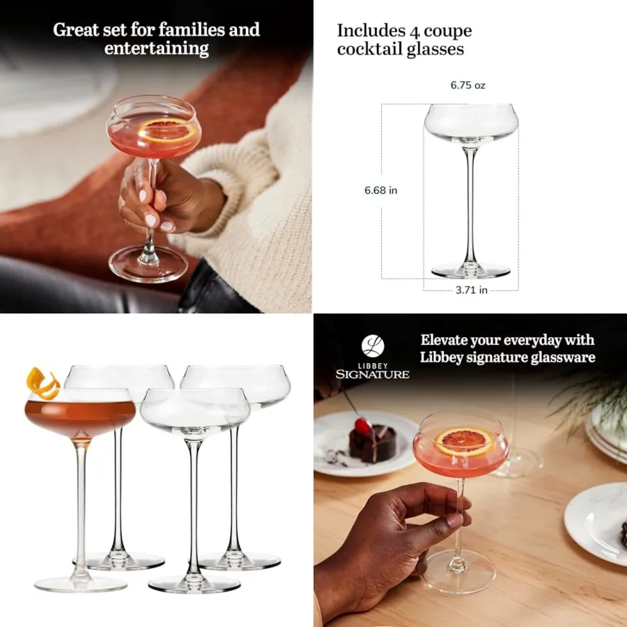 

Cocktail Glasses Set of, Artful, Lavish Coupe Martini Glasses, Stemmed Cocktail Glasses for Weddings, Birthdays